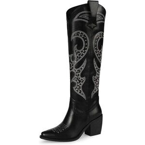 Women Black  Knee High Boots Women Zipper Convenience Comfort Fashion